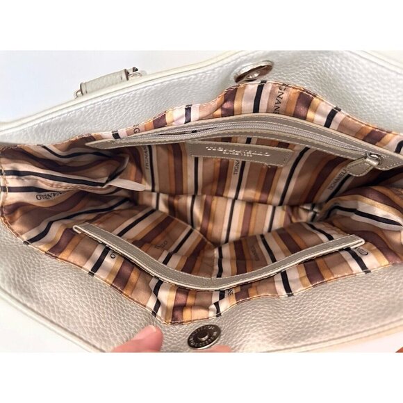 TIGNANELLO Women's Handbag Metallic Pebbled Leather Shoulder Strap Office Career - Picture 4 of 10